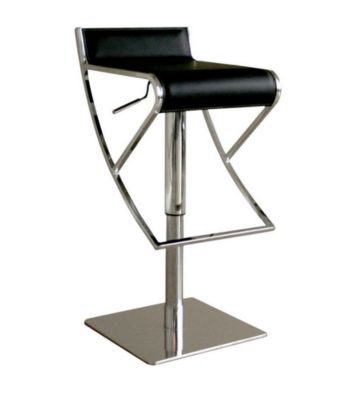 Baxton Studios Lago Black Low-Back Adjustable Bar Stool