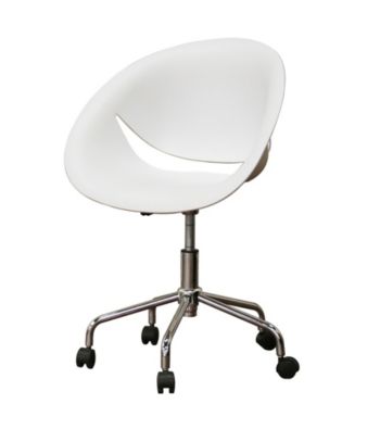 Baxton Studios Justina White Molded Plastic Modern Swivel Office Chair
