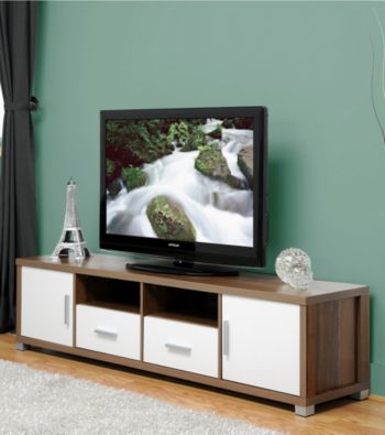 Baxton Studios Chisholm Modern TV Cabinet with White Doors
