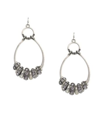 Jessica Simpson Silvertone Spacer Double Drop Earrings
