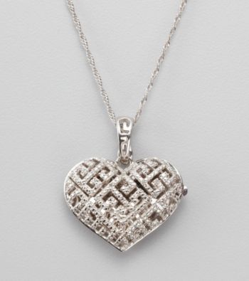 .12 Diamond Sterling Silver Heart Locket