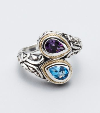 Effy® Blue Topaz and Amethyst Sterling Silver Ring