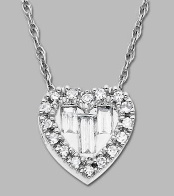 10K White Gold and .15 ct.tw. Diamond Heart Pendant