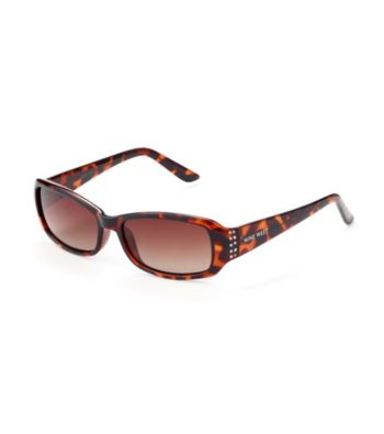 Nine West® Plastic Rectangle Stone Detail Sunglasses - Tortoise
