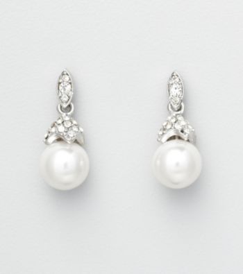 Studio Works® Pearl Drop Earrings with Ornate Pave Post Top