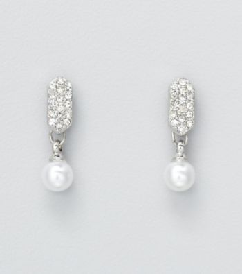 Studio Works® Pearl Drop Earrings with Pave Post Top