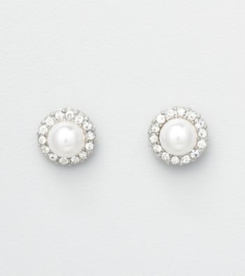 Studio Works® Pearl Pave Button Earrings