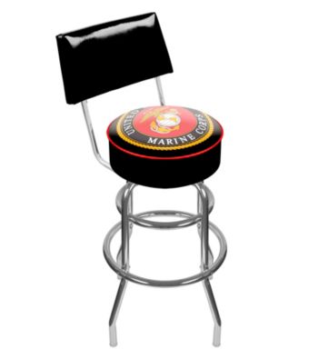United States Marine Corps Padded Swivel Bar Stool with Back