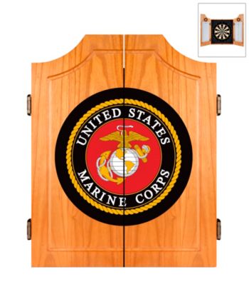 United States Marine Corps Wood Dart Cabinet Set