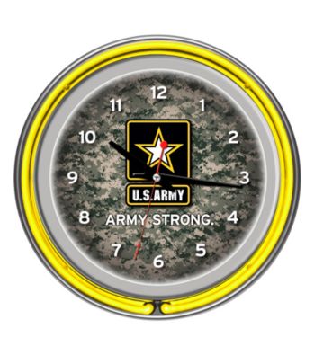 U.S. Army Digital Camo Chrome Double Ring Neon Clock