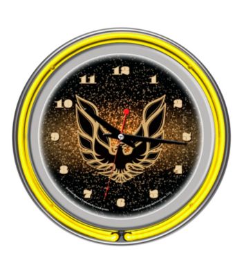 Pontiac Firebird Black Chrome Double Ring Neon Clock