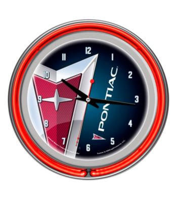 Pontiac Chrome Double Ring Neon Clock