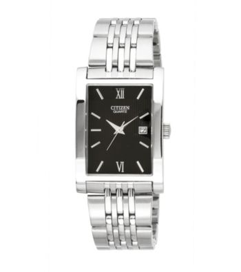 Citizen® Men's Stainless Steel Watch with Black Dial