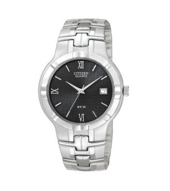 Citizen® Men's Stainless Steel Watch with Black Dial