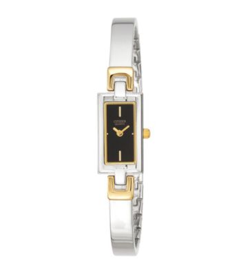 Citizen®Women's Two-Tone Stainless Steel Bangle Watch with Black Dial