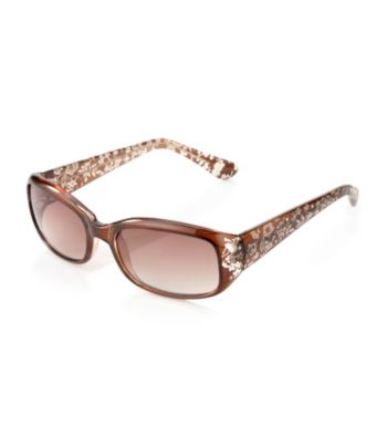 Relativity® Ladies' Plastic Small Mod Rectangle Sunglasses with Etching