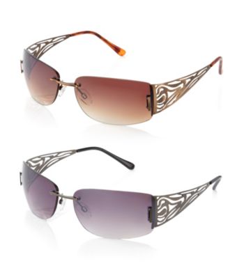 Relativity® Metal Rectangle Rimless Sunglasses