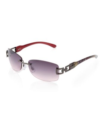 Relativity® Gunmetal/Black Ladies' Medium Rimless Rectangle Sunglasses