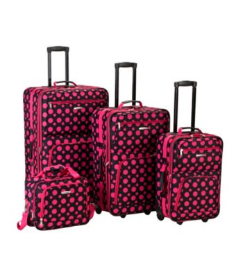 Rockland 4-pc. Black & Pink Dot Luggage Set
