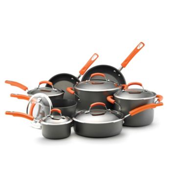 Rachael Ray® Hard-Anodized 14-pc. Cookware Set with Orange Handles