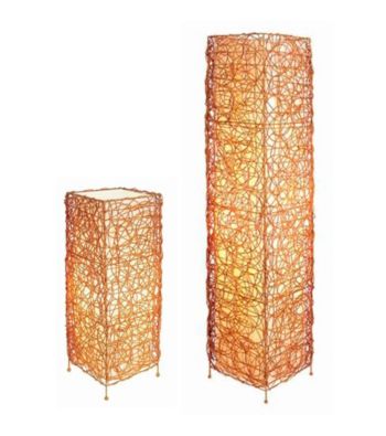 Ore International™ Rectangle Rattan Lamp Set