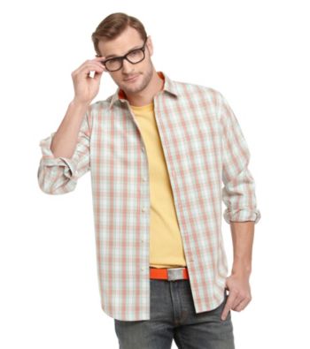 John Bartlett Consensus Men's Plaid Washed Button Down Shirt
