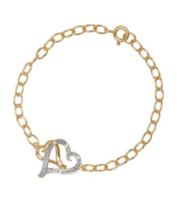 18K Gold-Plated and Sterling Silver Two Heart Bracelet