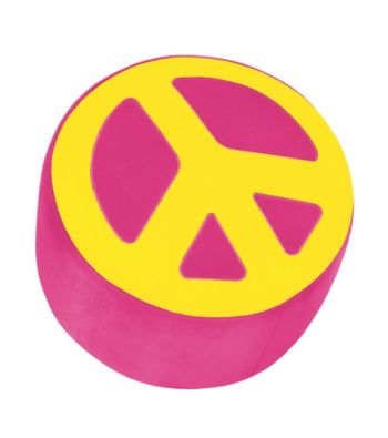 Lumisource® Hot Pink & Yellow Peace Sign Ottoman