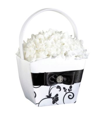 Lillian Rose® Black & White Flower Basket