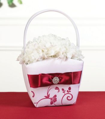 Lillian Rose® Red & White Flower Basket