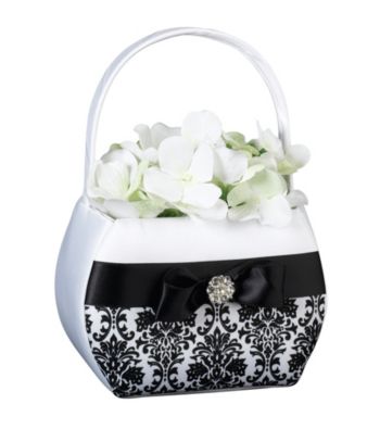 Lillian Rose® Black Damask Flower Basket