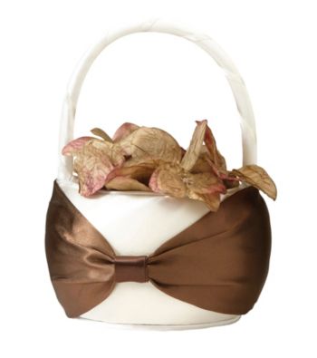 Lillian Rose® Brown Bow Flower Basket