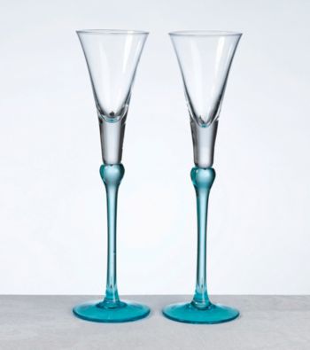 Lillian Rose® Set of 2 Tall Flutes - Aqua