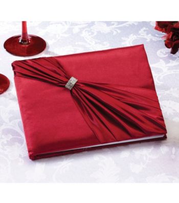 Lillian Rose® Satin Rhinestone Guest Book - Red