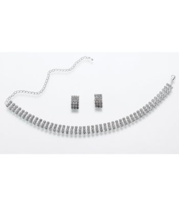 Lillian Rose® Rhinestone Band Necklace/Earring Set