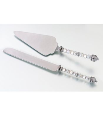 Lillian Rose® Silver Beaded Knife & Server