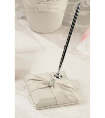 Lillian Rose® Satin Rhinestone Pen Set - Ivory