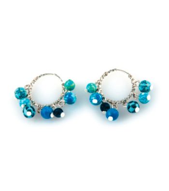 Viva Beads® Blue Brook Beaded Hoop Earrings
