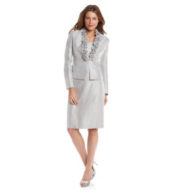 Ruffle Dress on Jessica Howard   Silver Two Piece Ruffle Trim Jacket And Dress Set