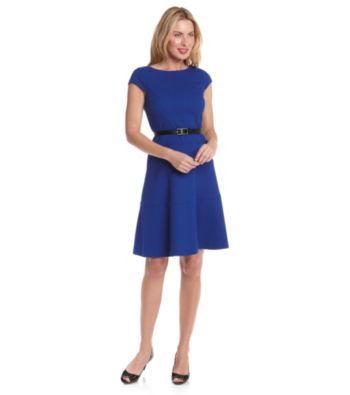 AK Anne Klein® Blue Honeycomb Swing Dress