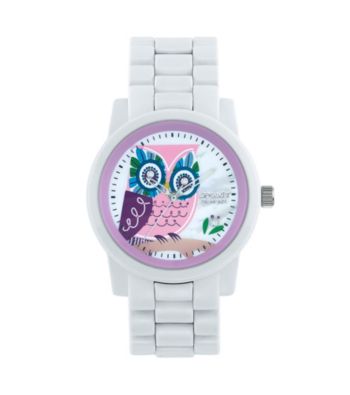 Sprout® Eco-Friendly Mother of Pearl Owl Watch - White