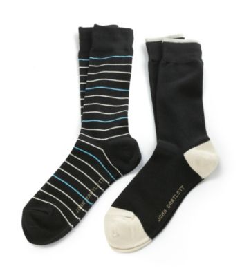 John Bartlett Statements Men's Black 2-Pack Multi-Striped Socks