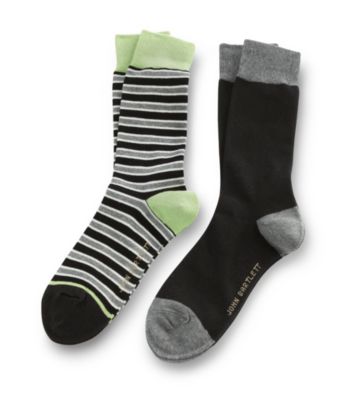 John Bartlett Statements Men's 2-Pack Contrast Cuff Striped Socks