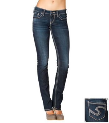 Silver Jeans Co. Berkley Straight Fit Low-Rise Dark Wash Straight-Leg Jeans
