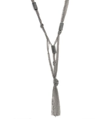 BCBGeneration™ Silvertone Multi-Strand Double Y-Necklace with Tassel