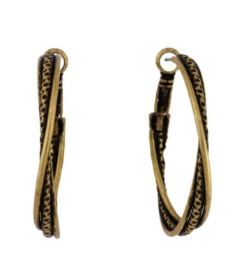 BCBGeneration™ Goldtone Twisted Double Hoop Earrings