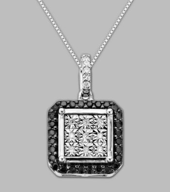 .20 ct. t.w. Black and White Diamond Pendant in Sterling Silver