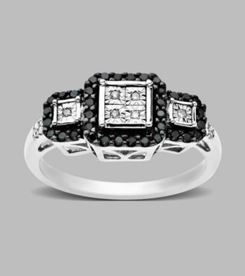 .22 ct. t.w. Black and White Diamond Ring in Sterling Silver