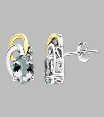 .02 ct. t.w. Diamond and Aqua Earrings in Sterling Silver