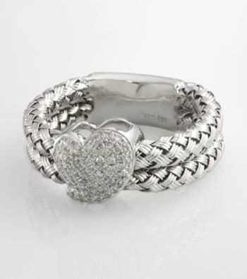 Effy® .26 ct. t.w. Diamond Heart and Braided Sterling Silver Ring